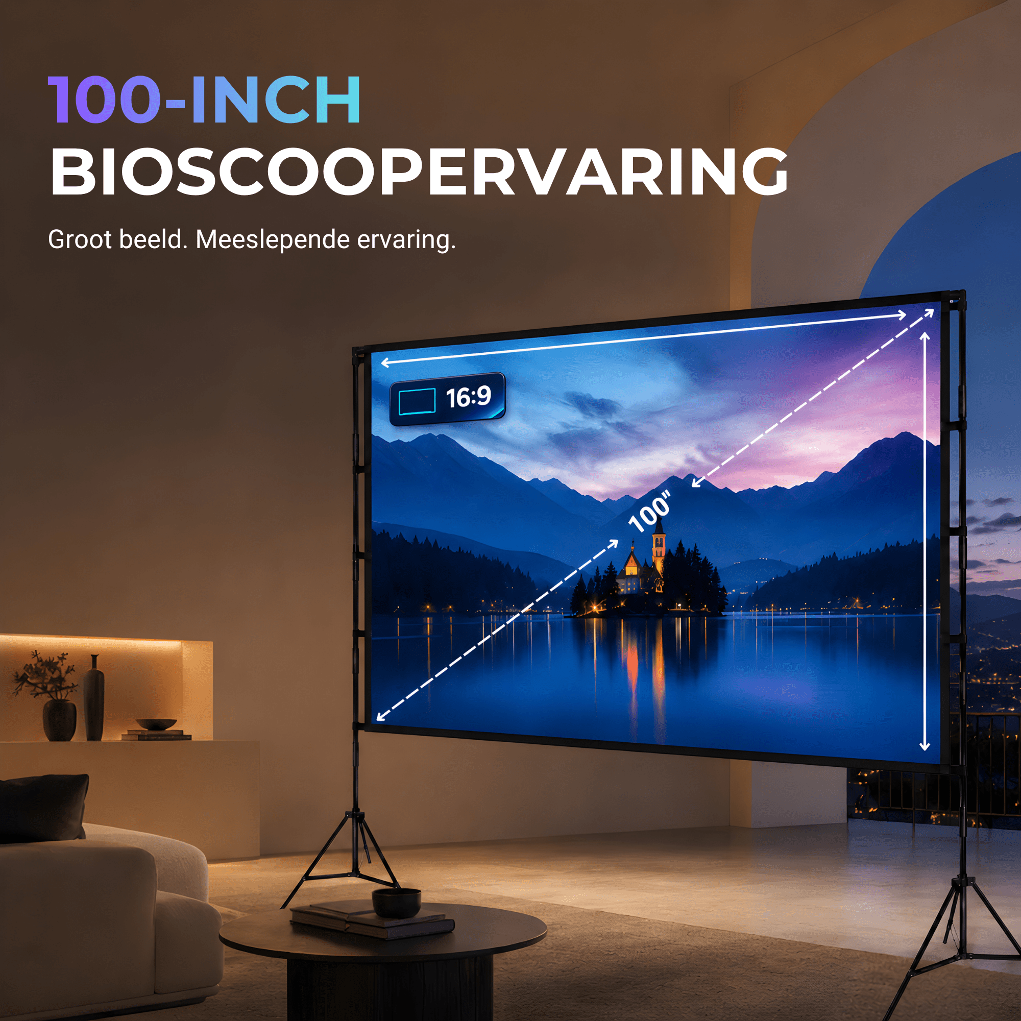 Lumenix Projectiescherm Wit Plus – 100 inch - Lumenix