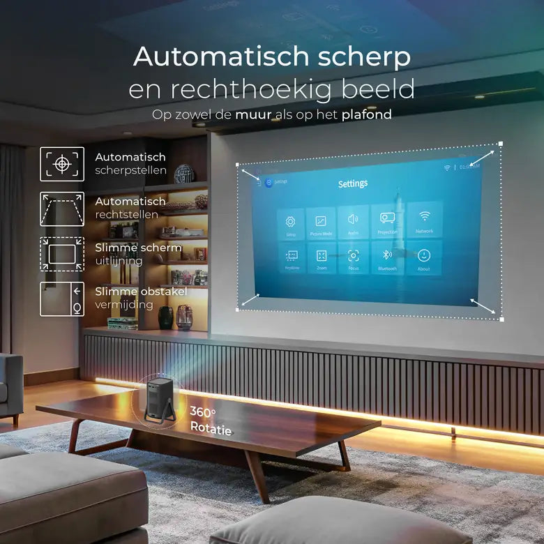 Lumenix AIR zwart zet het beeld automatisch scherp en recht
